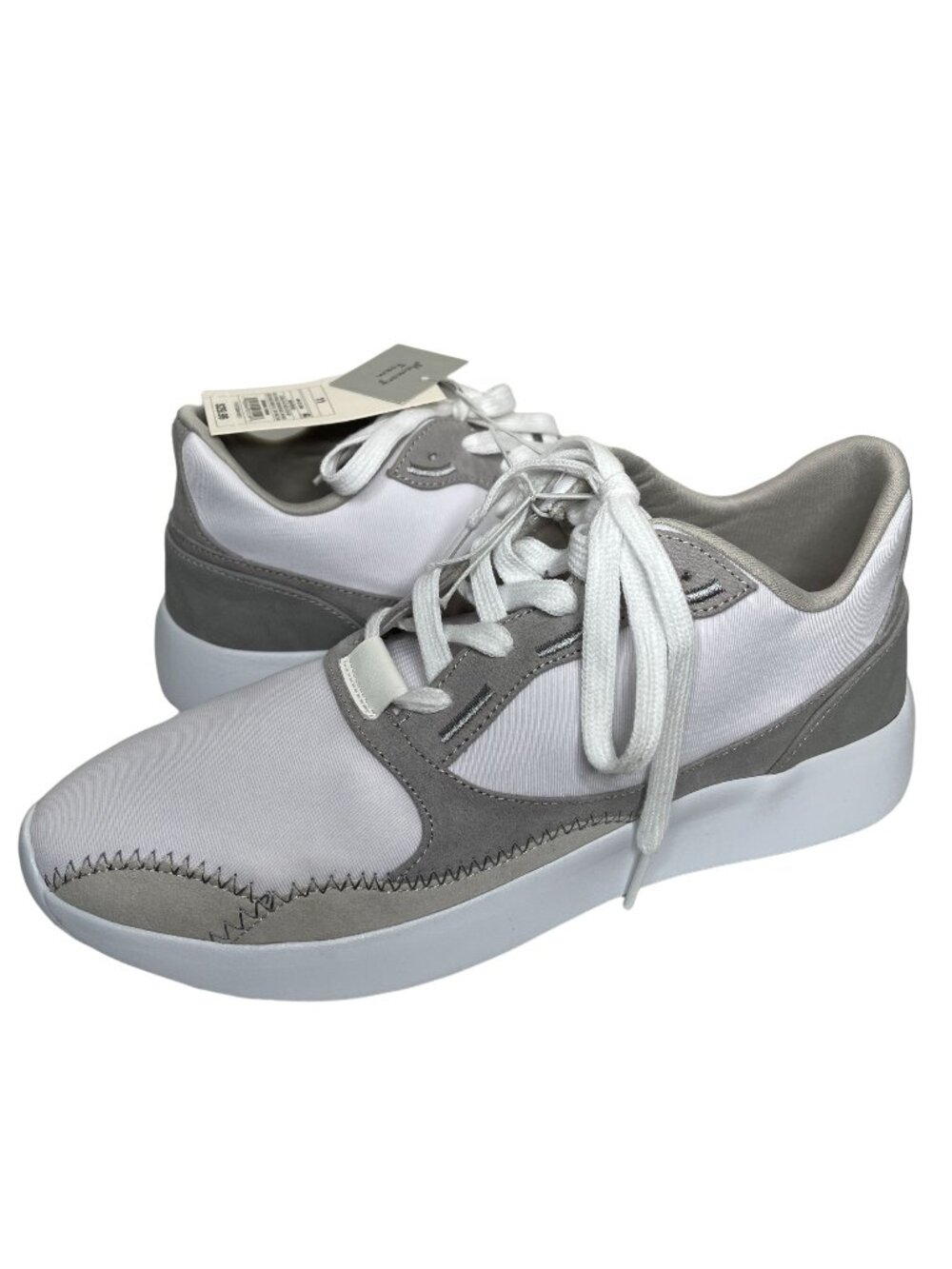 A New Day Women's Memory Foam Lace Up Sneakers White Gray Size 11